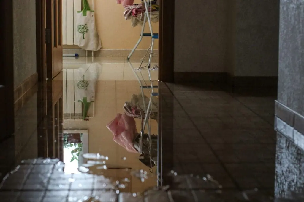 Water damage restoration flood in house