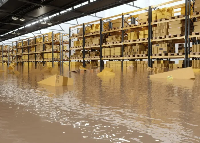 flooded commercial warehouse